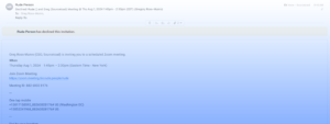 Screenshot of a rude email decline. No explaination.